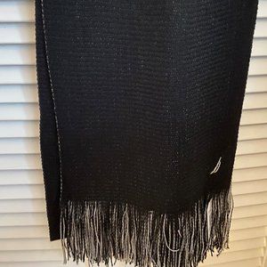 NWT Black and Gray Reversible Nautica Scarf with Fringe Unisex